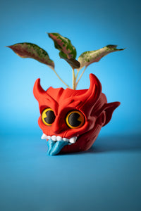 Maceta diablo 3D - fondo azul