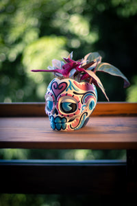 Maceta calavera mexicana catrina 3D
