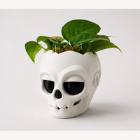 Maceta calavera 3D blanco hueso